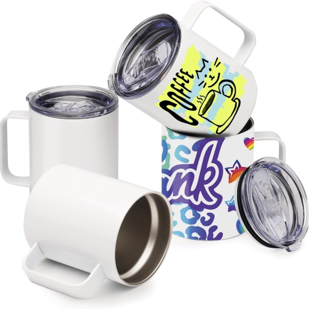 NIB 12oz Sublimated Coffee Tumbler With Handle. - Picture 7 of 8